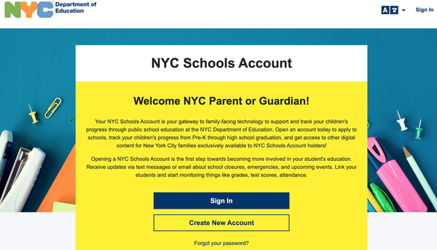 NYC Schools Account Home Page